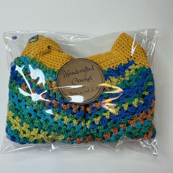 Large Crochet Mesh Market Bag Cotton and Acrylic Handcrafted Handmade Reusable - Picture 16 of 16